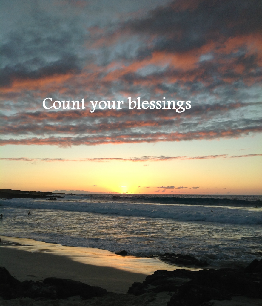 Count your blessings-beach at sunset