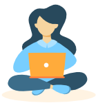 illustration of woman working on laptop