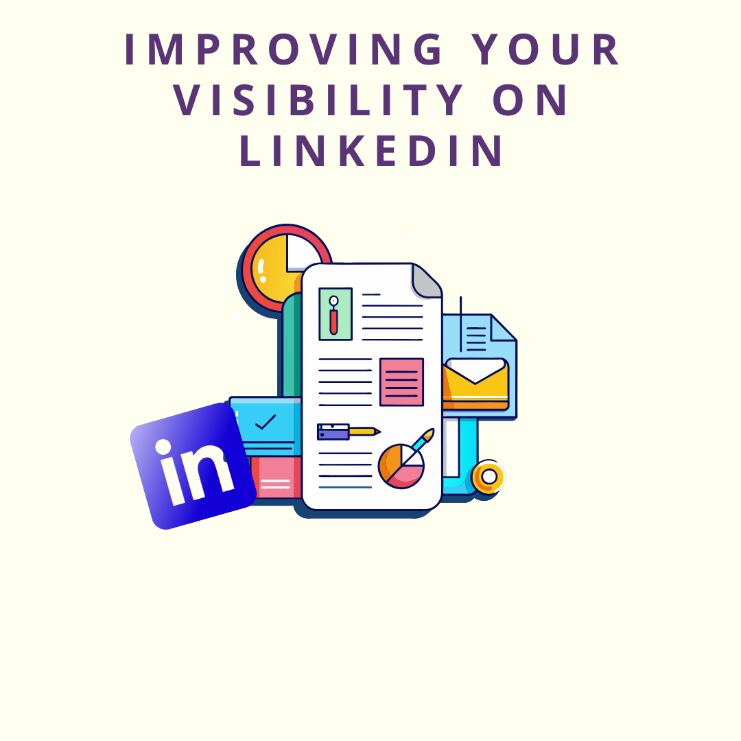improving your visibility on linkedin illustration with linkedin logo and document with charts